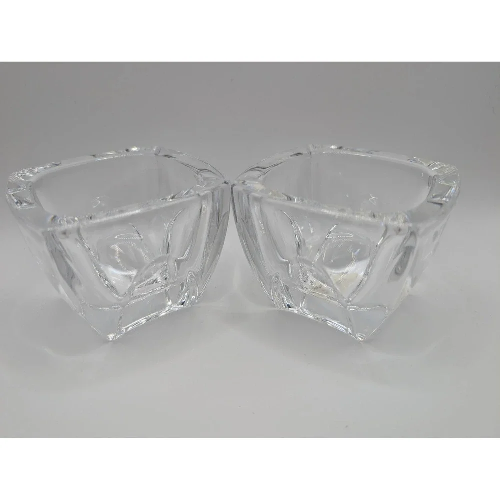 Pair of Vera Wang Wedgwood Crystal Cabochon Votive Candle Holders Germany Heavy